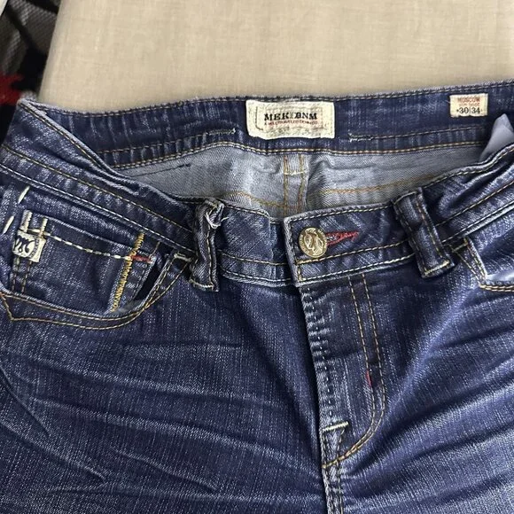 Y2K Mek Denim Jean Pant Women 30x34 Moscow Slim Boot Flared Distressed Blue - Picture 8 of 15